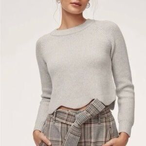 Wilfred Aritzia Sweater Cropped Scalloped Hem Merino Wool Sardou small